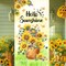 Hello Sunshine Floral Welcome Door Cover, Bicycle with Sunflower Banner. Watercolor Butterfly and Lemon Decorative for Front Door Holiday Spring and Summer Party Indoor and Outdoor